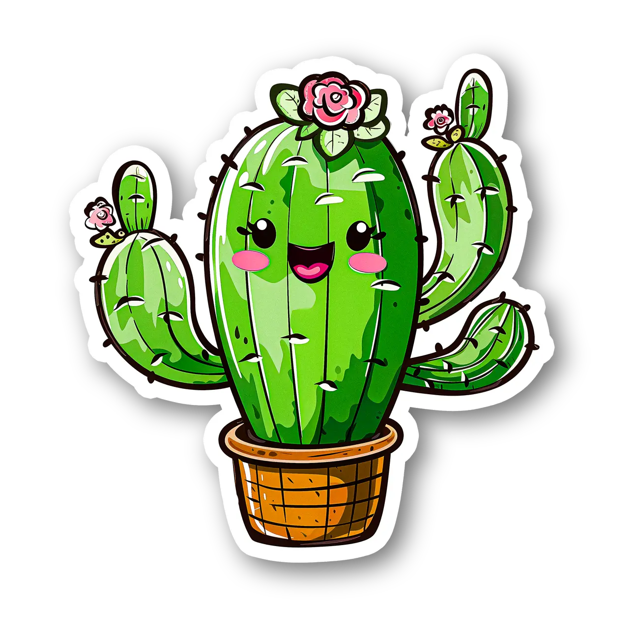 Cute Cactus with Flowers Sticker