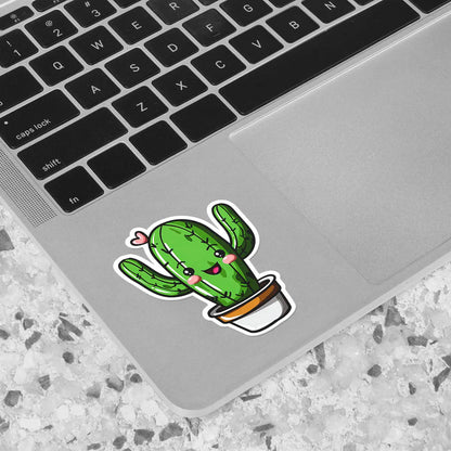 Cute Cactus with Heart Sticker