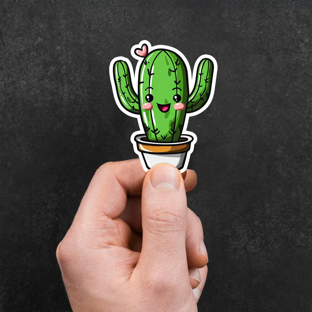 Cute Cactus with Heart Sticker