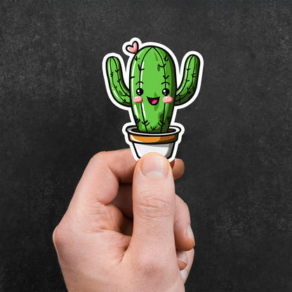 Cute Cactus with Heart Sticker