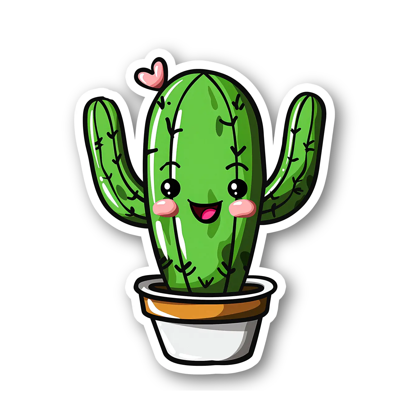 Cute Cactus with Heart Sticker