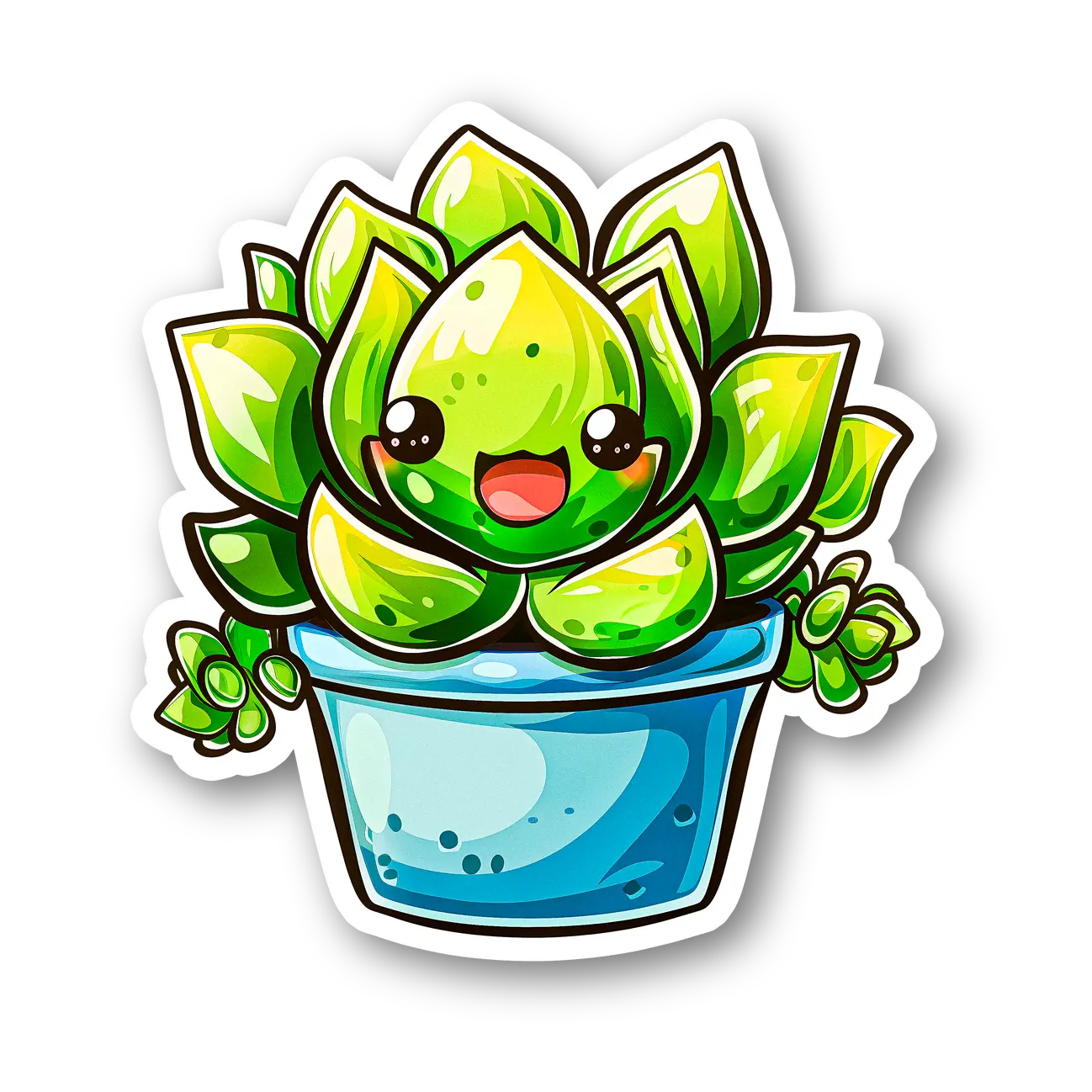 Cute Cartoon Succulent Plant Sticker