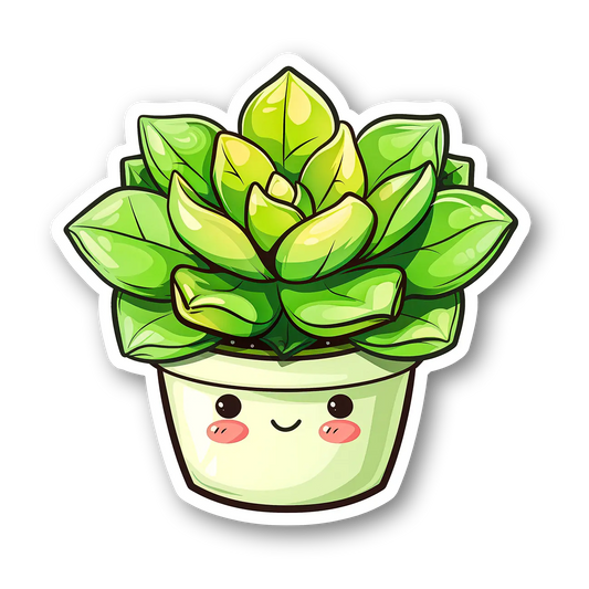 Cute Cartoon Succulent Plant Sticker