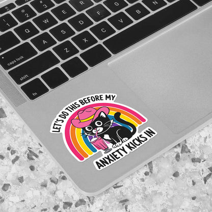 Cute Cat with Pink Hat and Milkshake Sticker