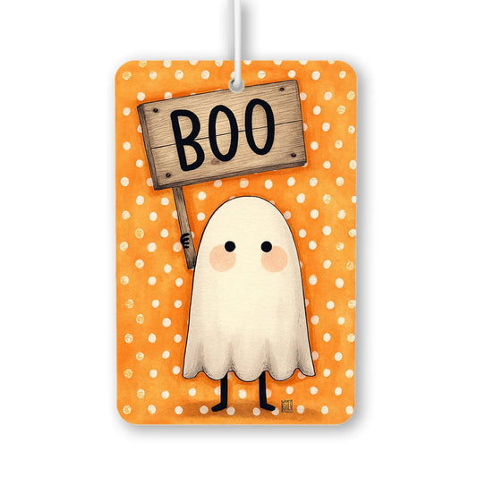 Cute Ghost Holding 'Boo' Sign Air Freshener