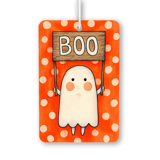 Cute Ghost Holding Boo Sign Air Freshener