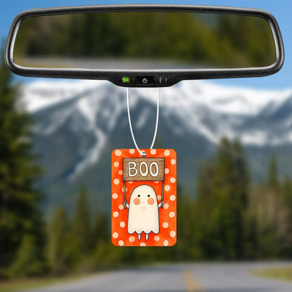 Cute Ghost Holding Boo Sign Air Freshener