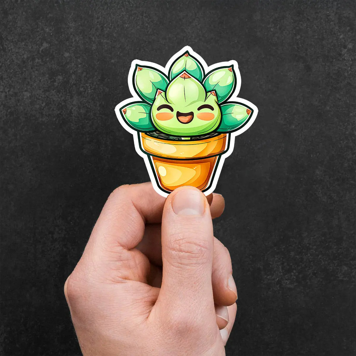 Cute Happy Succulent Plant Sticker