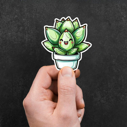 Cute Happy Succulent Plant Sticker