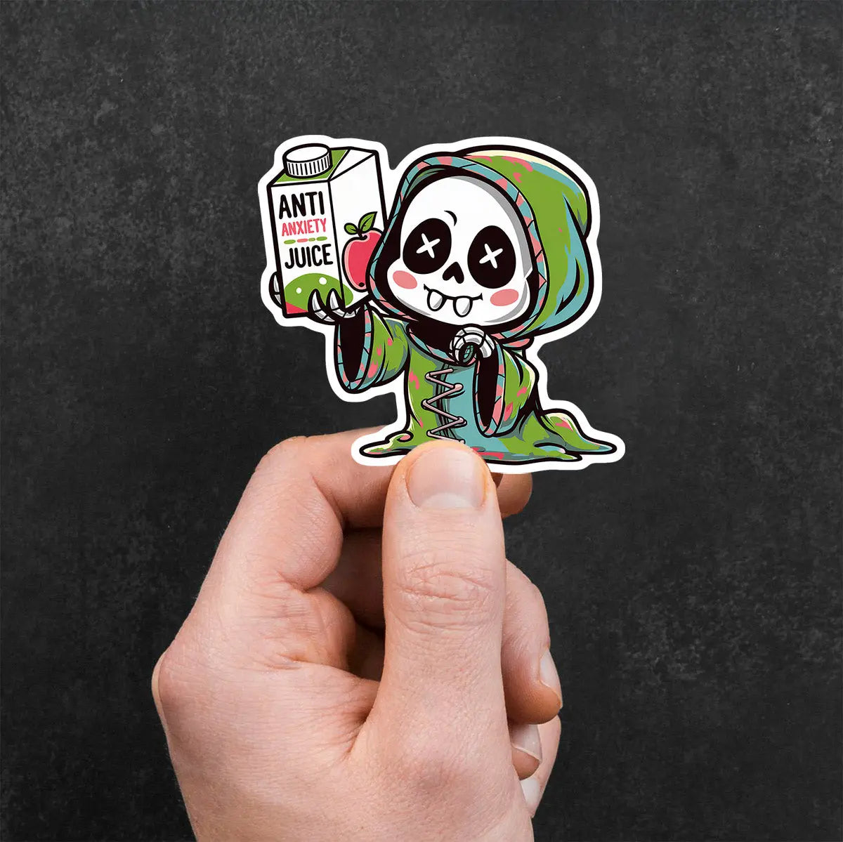 Cute Skeleton with Anti Anxiety Juice Sticker