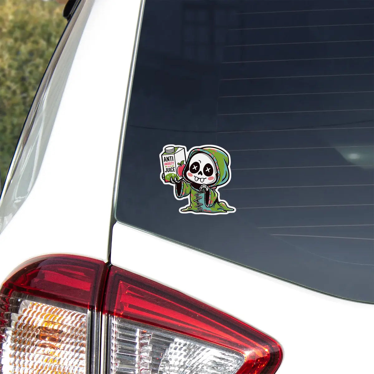 Cute Skeleton with Anti Anxiety Juice Sticker
