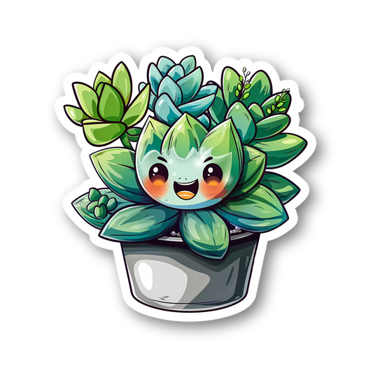 Cute Succulent Plant Character Sticker
