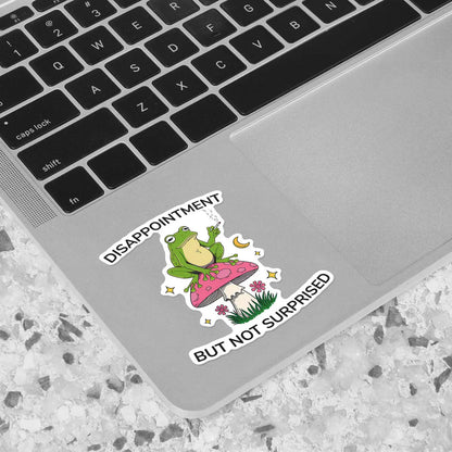 Disappointment Frog on Mushroom Sticker