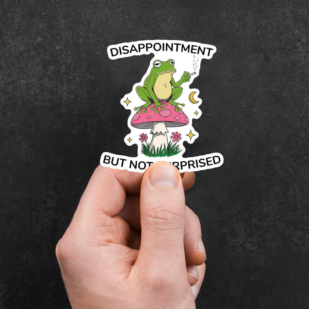 Disappointment Frog on Mushroom Sticker