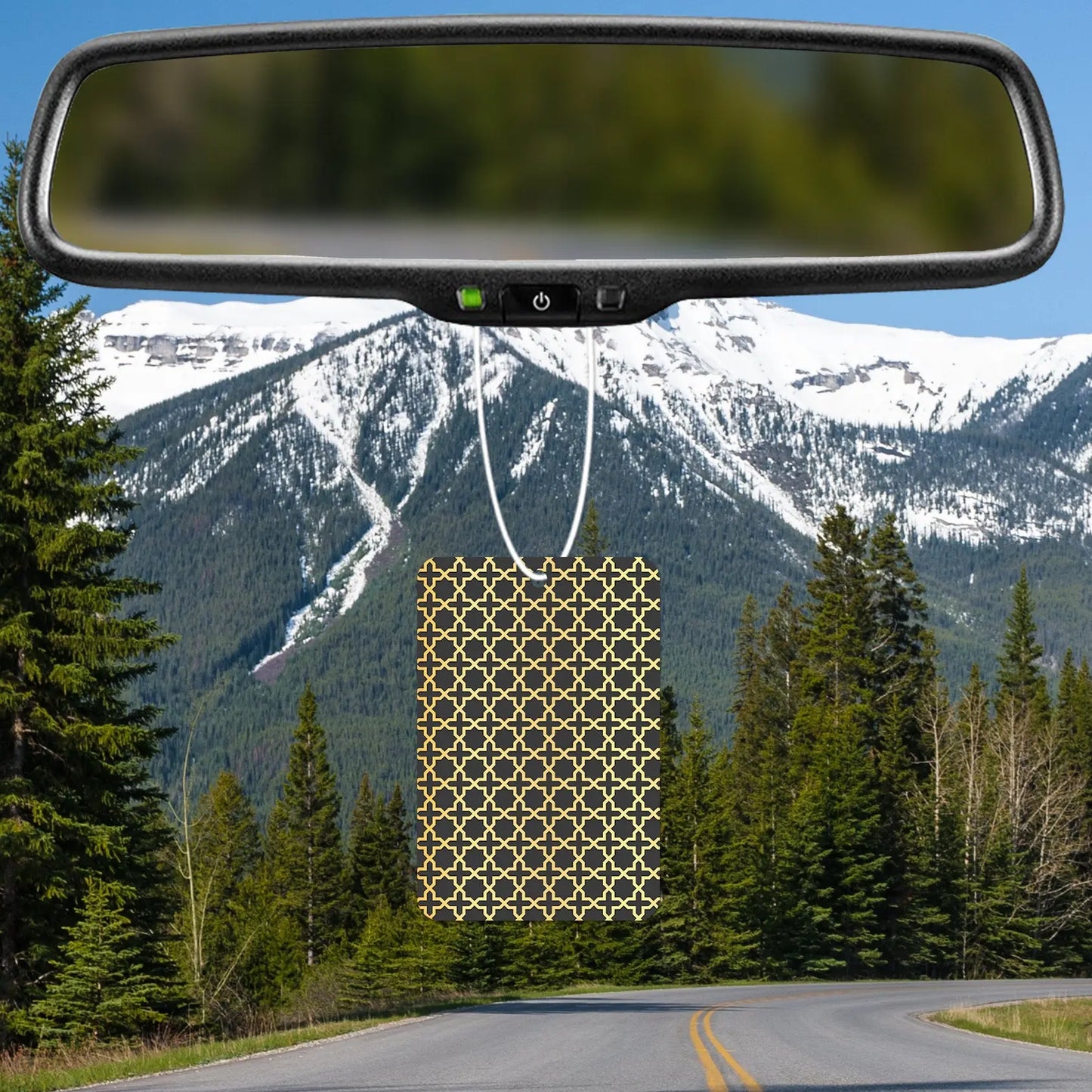 Elegant Gold and Black Geometric Pattern Air Freshener
