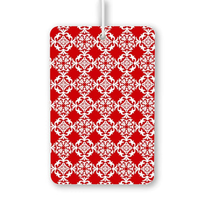 Elegant Red and White Floral Pattern Air Freshener