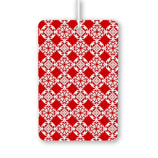 Elegant Red and White Floral Pattern Air Freshener