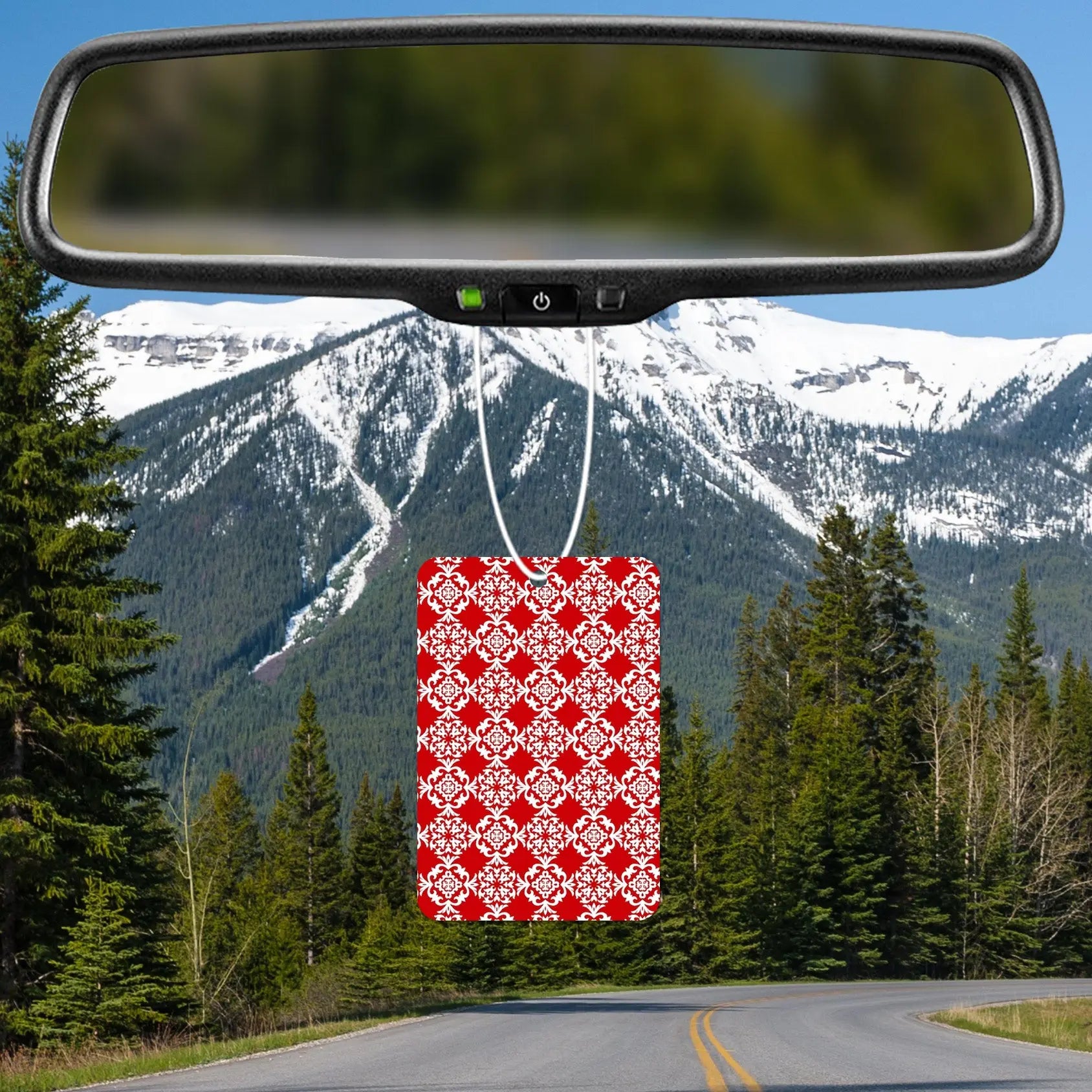Elegant Red and White Floral Pattern Air Freshener