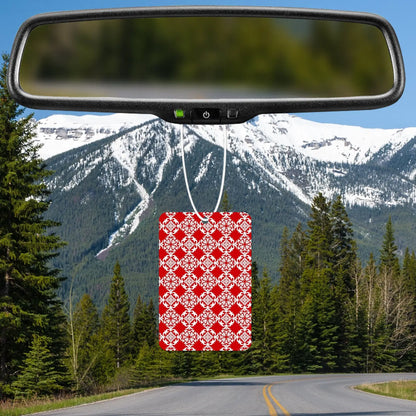 Elegant Red and White Floral Pattern Air Freshener