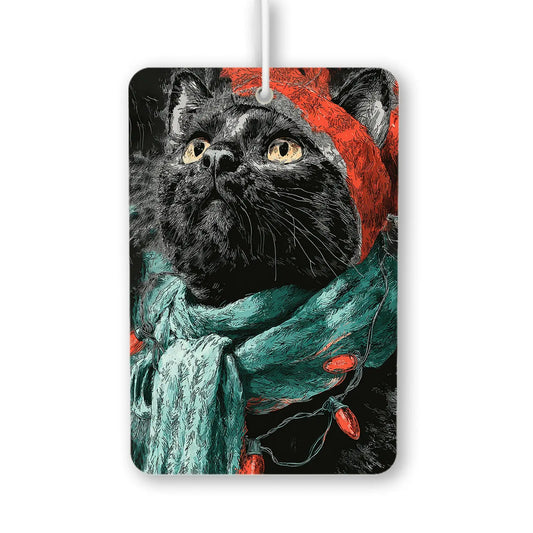 Festive Cat in Scarf and Hat Air Freshener