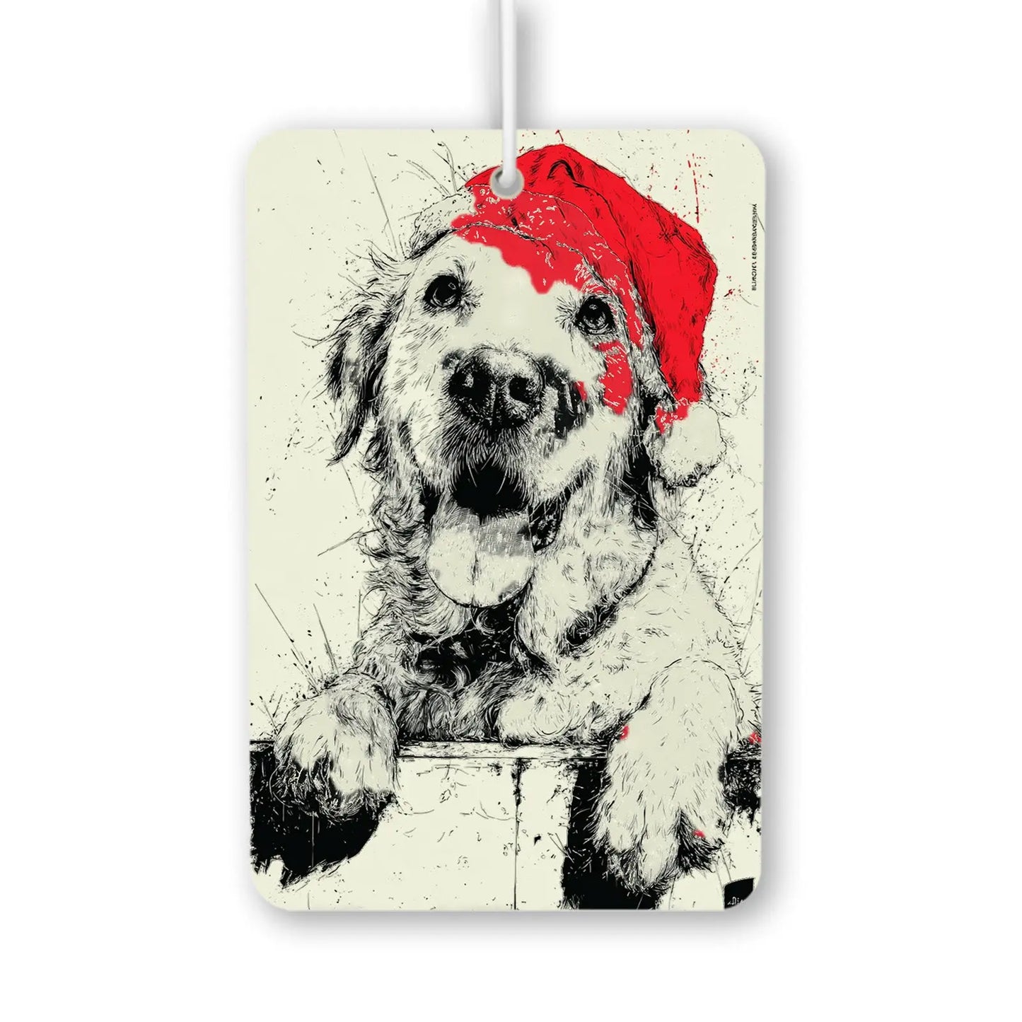 Festive Dog in Santa Hat Art Print Air Freshener
