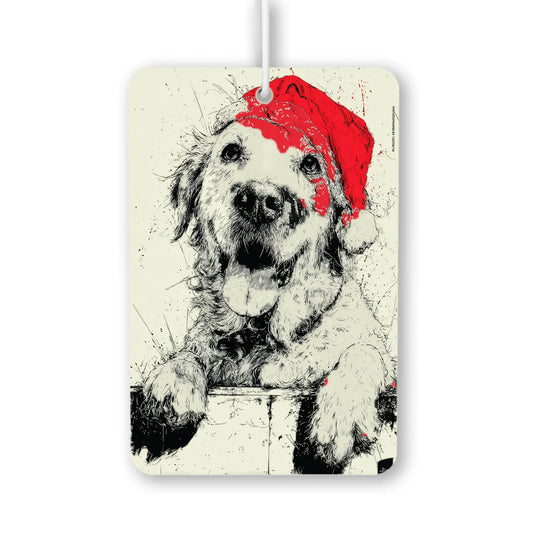 Festive Dog in Santa Hat Art Print Air Freshener