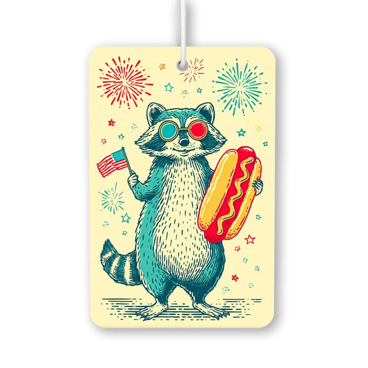 Festive Raccoon with Hot Dog Air Freshener