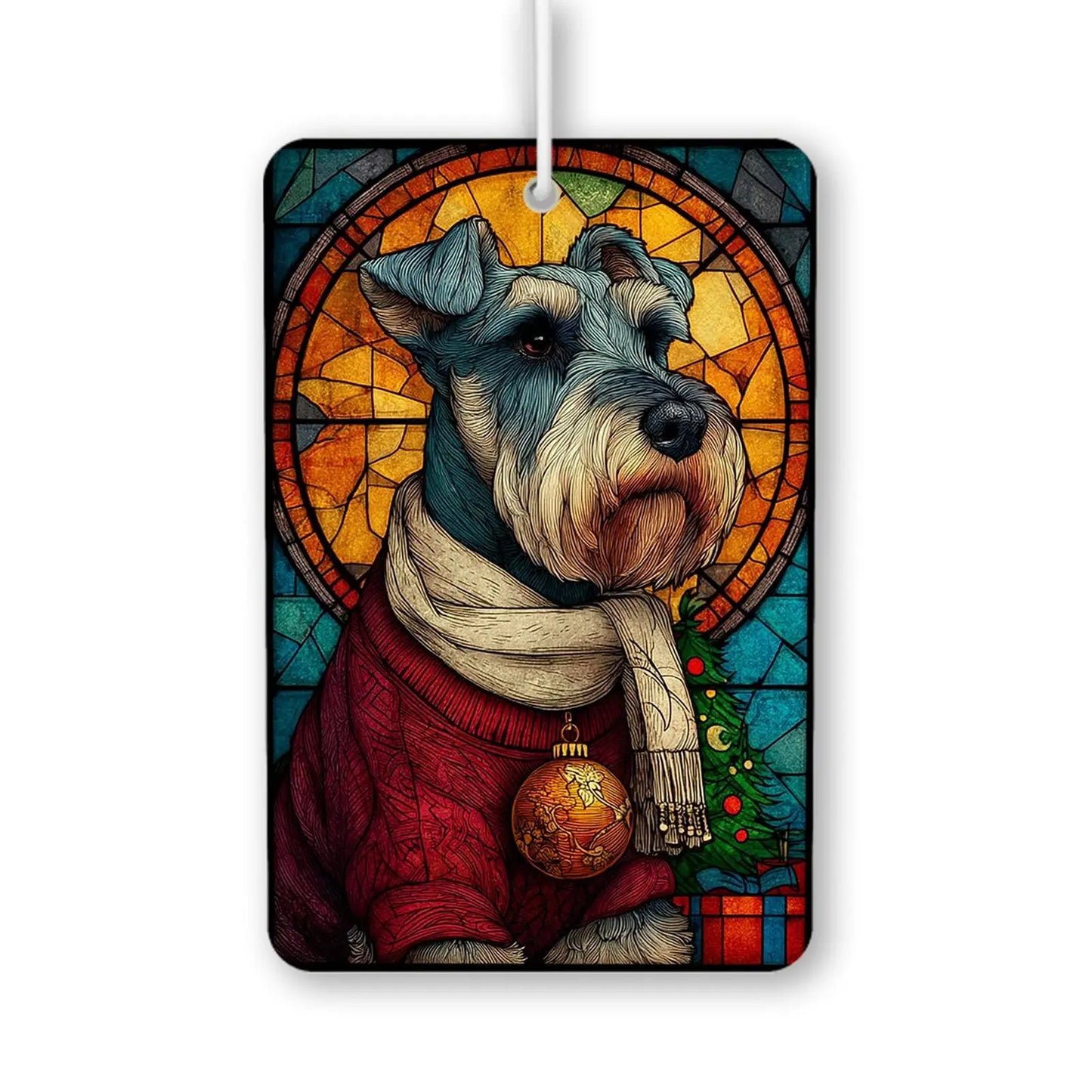 Festive Schnauzer Stained Glass Art Print Air Freshener