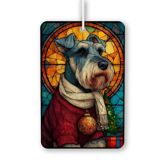 Festive Schnauzer Stained Glass Art Print Air Freshener
