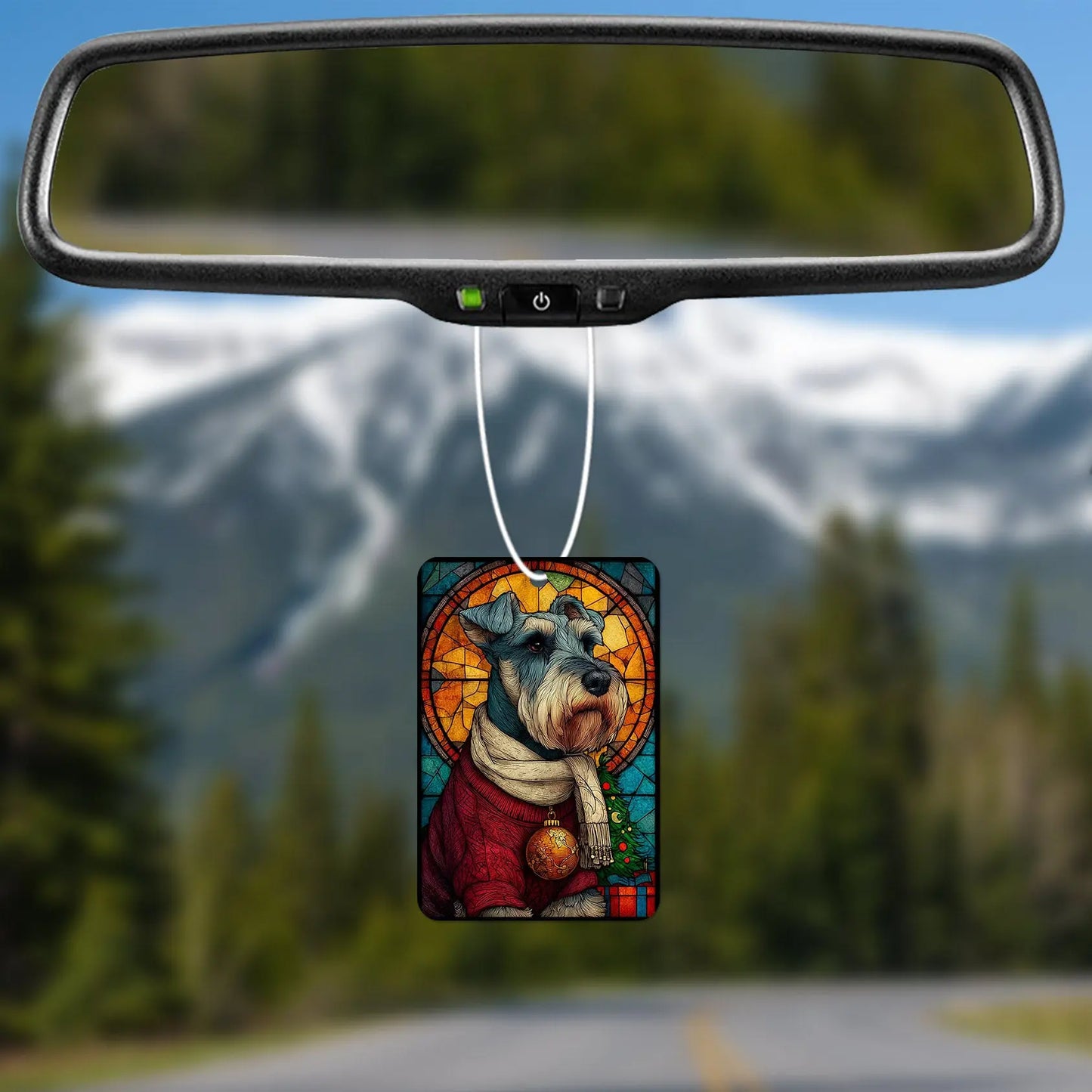 Festive Schnauzer Stained Glass Art Print Air Freshener