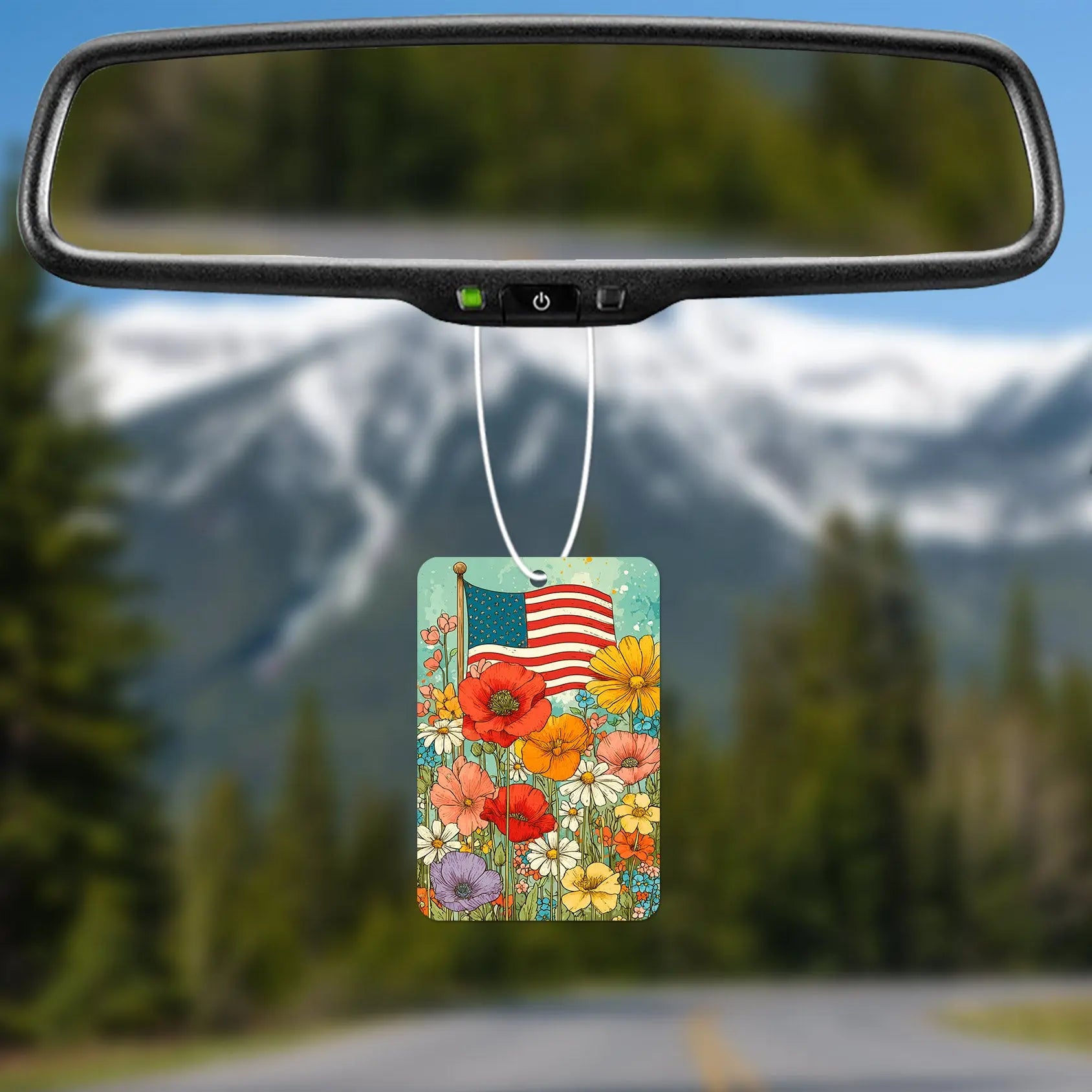 Floral American Flag Air Freshener