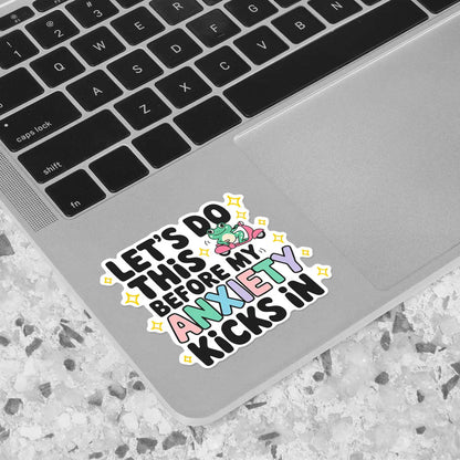 Frog on Scooter Anxiety Quote Sticker