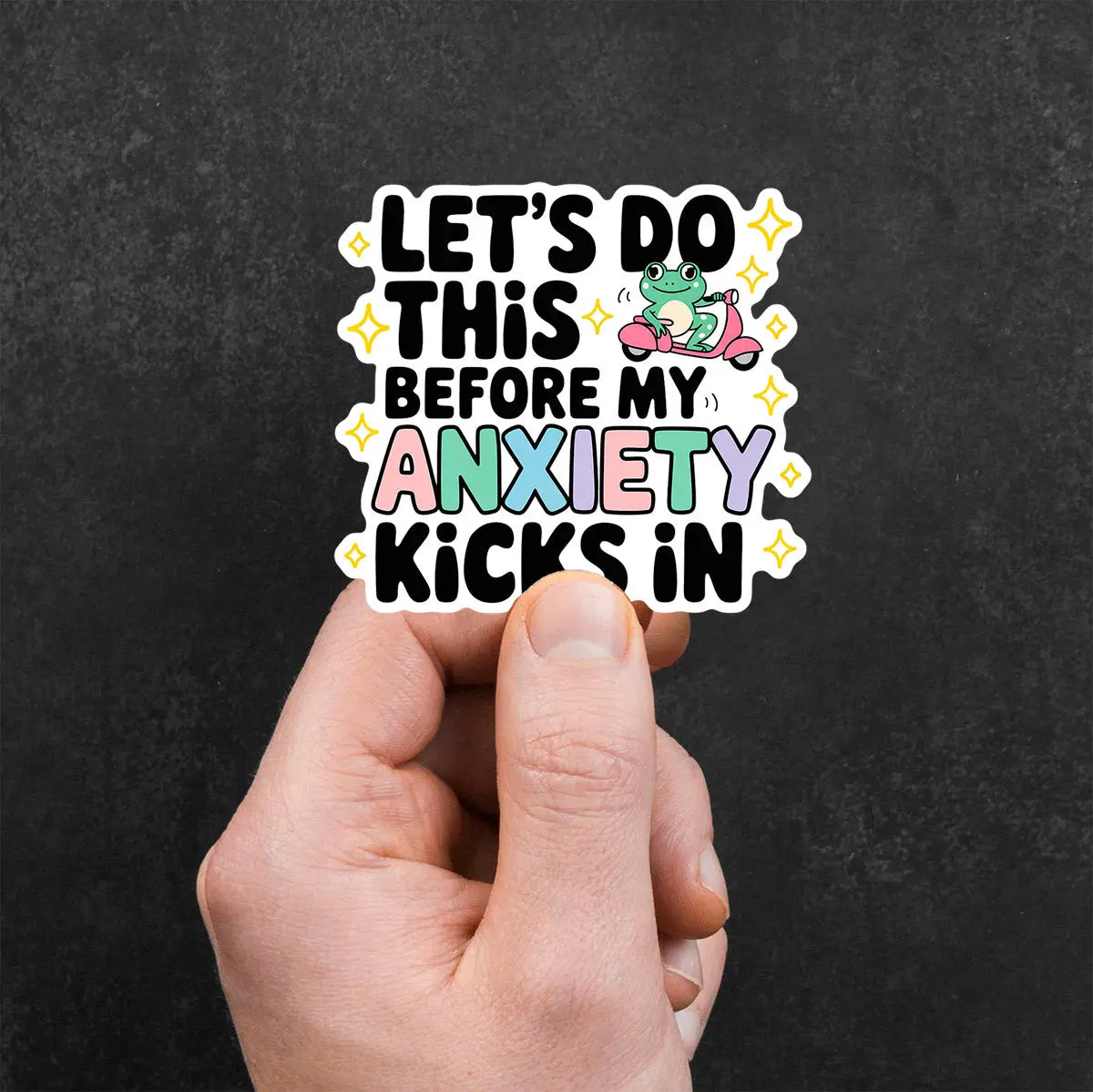 Frog on Scooter Anxiety Quote Sticker