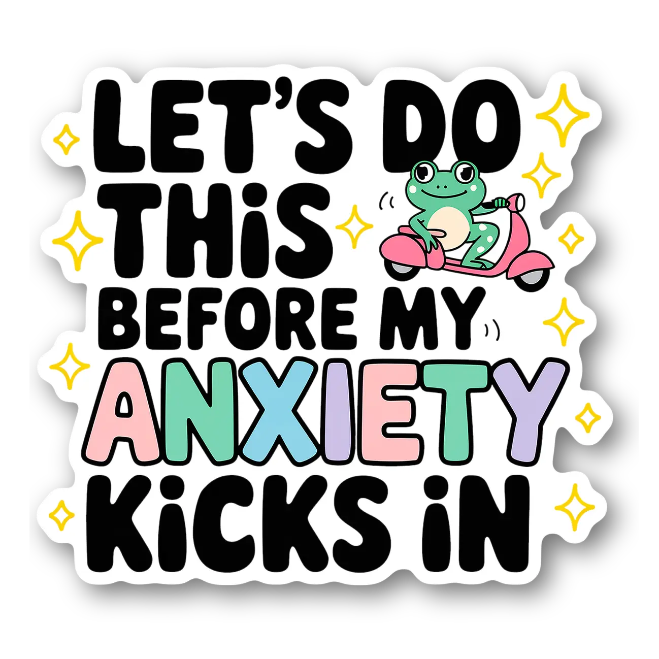 Frog on Scooter Anxiety Quote Sticker
