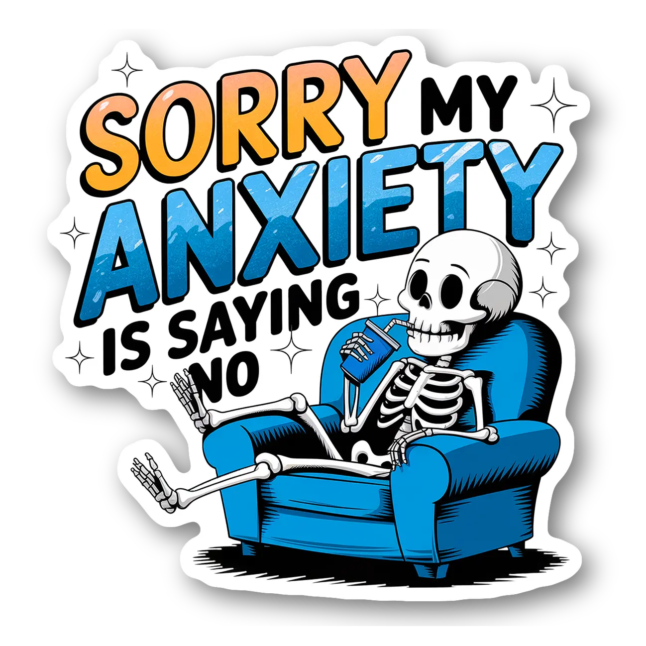 Funny Skeleton Anxiety Magnet