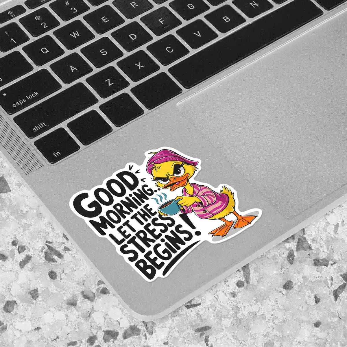 Good Morning Stress Begins Duck Sticker