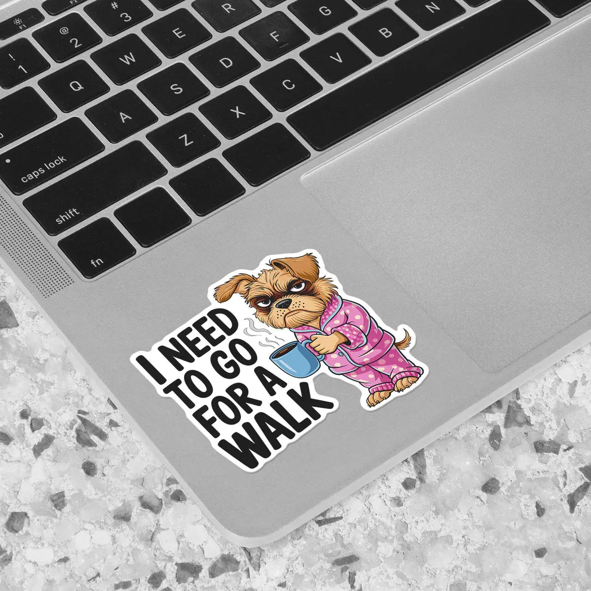 Grumpy Dog in Pajamas Sticker
