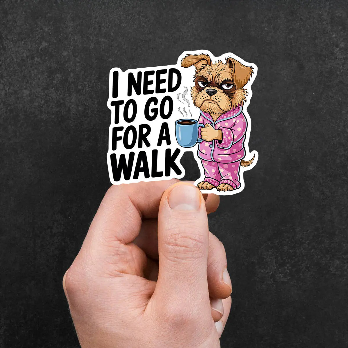 Grumpy Dog in Pajamas Sticker