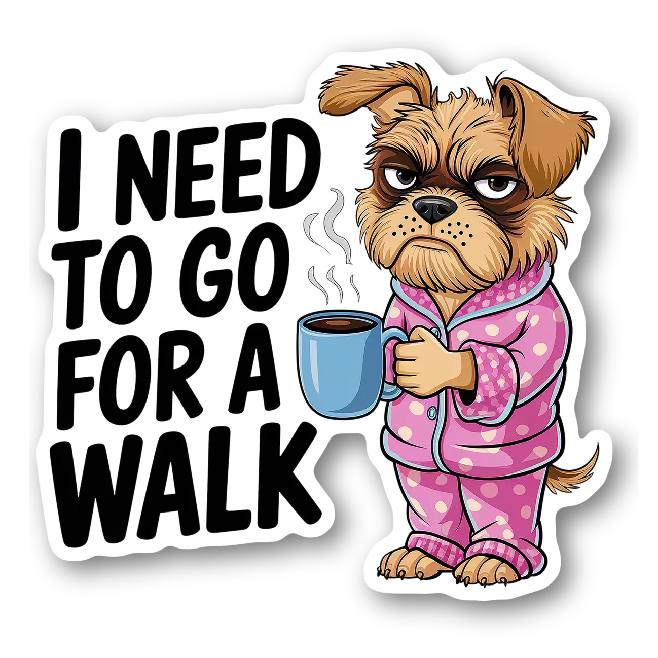 Grumpy Dog in Pajamas Sticker