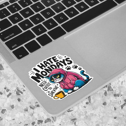 I Hate Mondays Cat Sticker