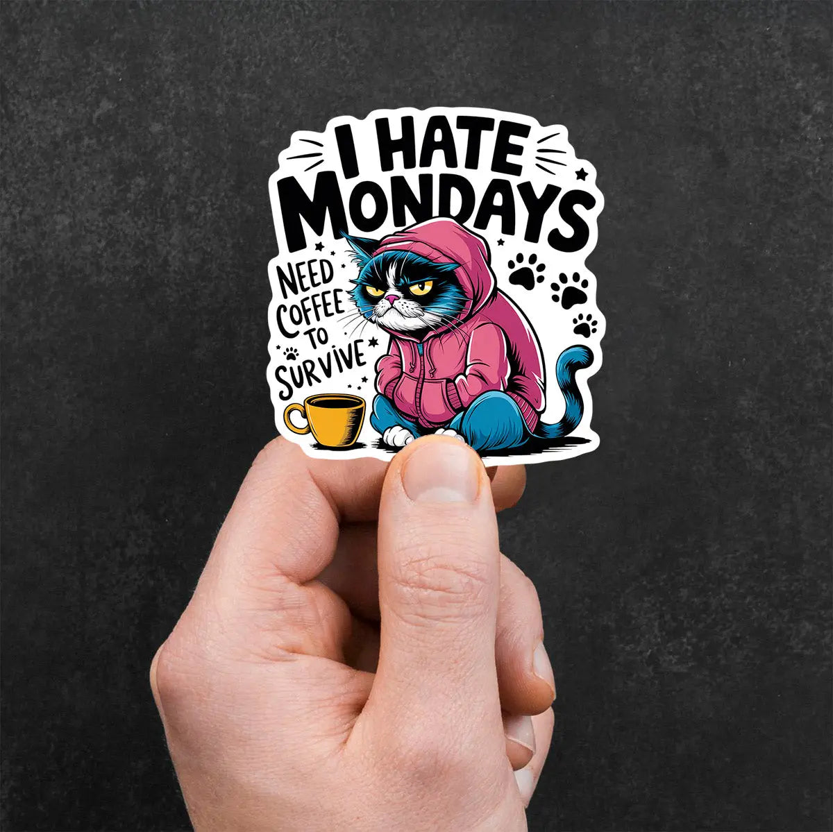 I Hate Mondays Cat Sticker