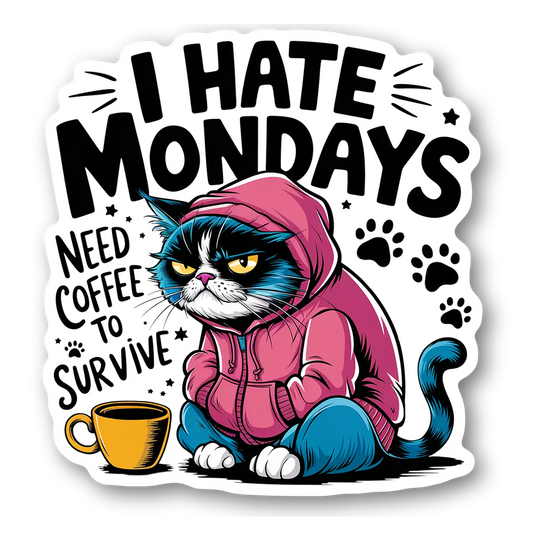 I Hate Mondays Cat Sticker