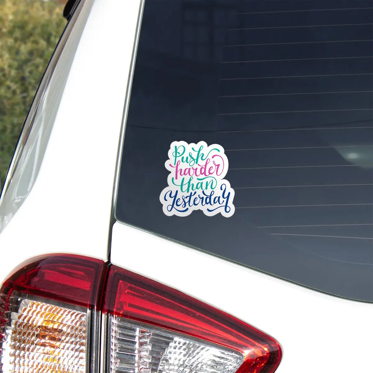 Motivational Quote 'Push Harder Than Yesterday' Sticker