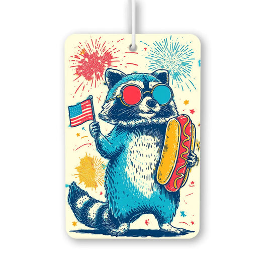 Patriotic Raccoon with Hot Dog Air Freshener