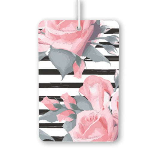 Pink Roses on Stripes Air Freshener