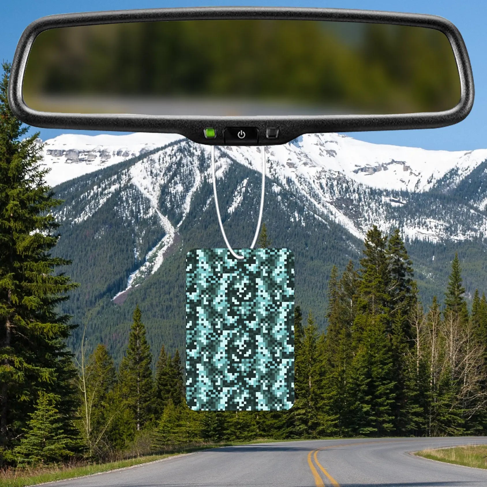 Pixelated Aqua Camo Air Freshener
