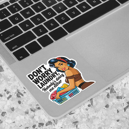 Playful Retro Laundry Humor Sticker