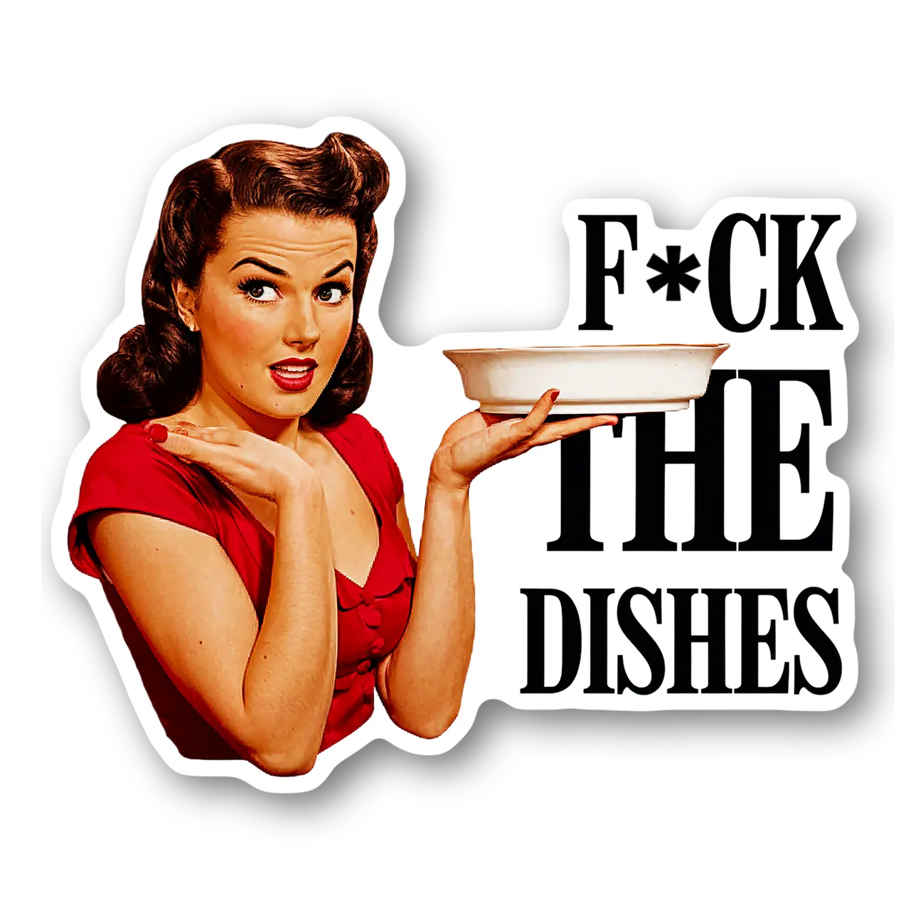 Retro 'F*CK THE DISHES' Sticker