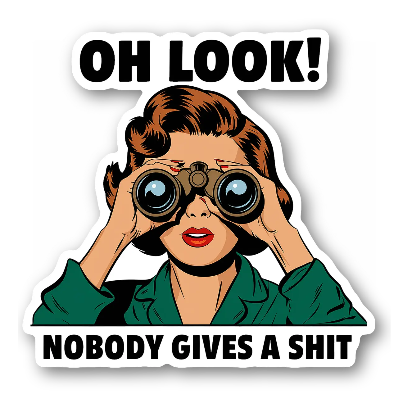 Sassy Woman with Binoculars Sticker