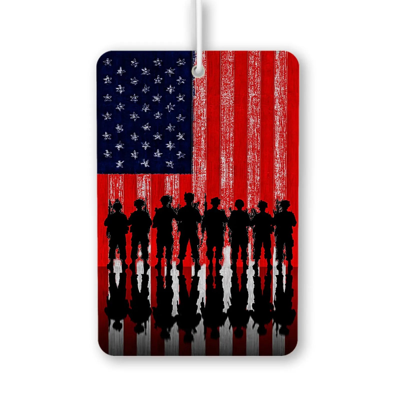 Silhouetted Soldiers Against American Flag Art Print Air Freshener